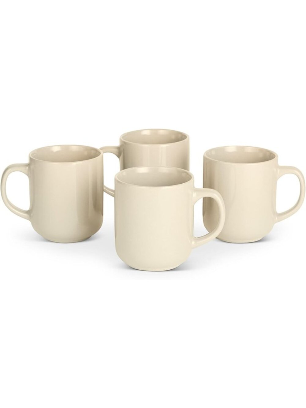 Set of 6 Ivory Ceramic Coffee Mugs - 16 oz, Microwave & Dishwasher Safe, Glazed